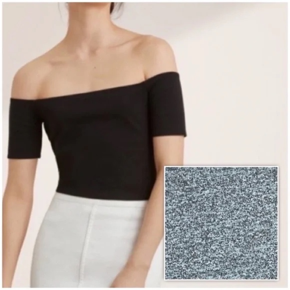 Aritzia WILFRED FREE- BLACK Off-Shoulder crop top